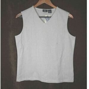 NEW Dockers Gray Striped Cotton & Lycra Stretch Tank Summer Top Shirt Neutral L